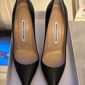 Manolo Blahnik Black Heels Classic Leather Pumps